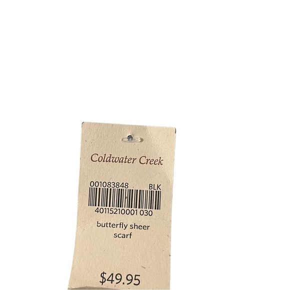 Cold Water Creek Butterfly Sheer Scarf Black & White Floral Scarf Arm Holes NWT - Picture 9 of 10